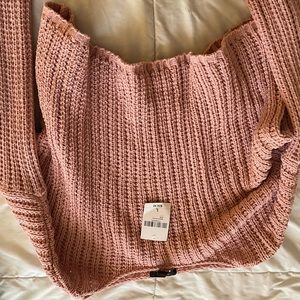 Pink Big Knit Cropped Sweater